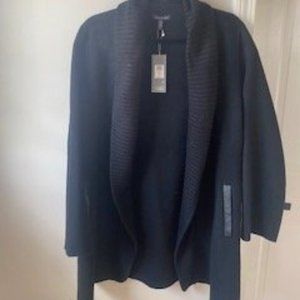 NWT Eileen Fisher Black Knit Shawl Collar Coat - originally $598 - Size Medium
